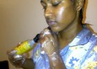 Twisting my hair into bottle to get out remaining dye