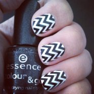 Black and White Chevron design (essence nail polish for photo purposes)