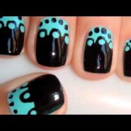 Black and Teal Nail Design for Short Nails (Requested)